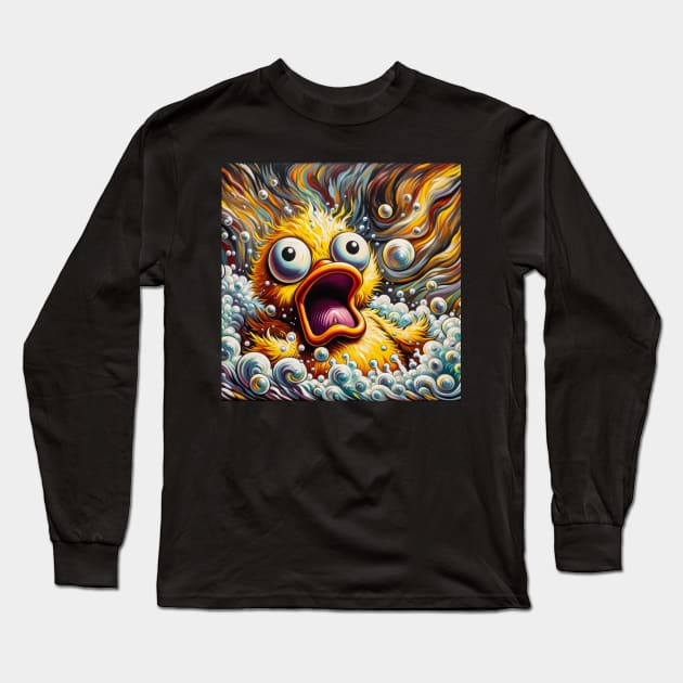 Screaming Duck Splash: Bubble Bath Day Long Sleeve T-Shirt by Edd Paint Something